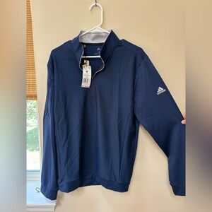 NWT! Adidas Navy and Gray Quarter-Zip Pullover